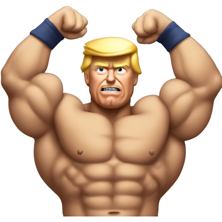 donald trump flexing with big muscles emoji