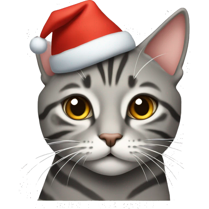 gray tabby cat in a New Year's hat emoji