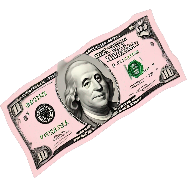 realistic light pink dollar-bill emoji