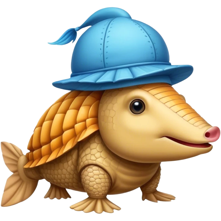 Armadillo wearing a fish hat  emoji