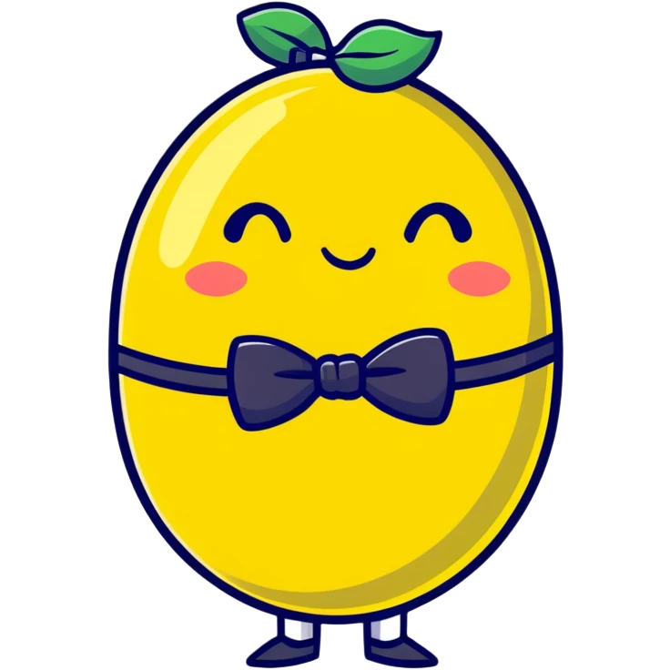 lemon with a face, monocle, and bow tie emoji