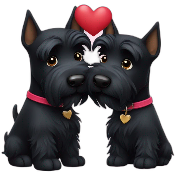 Two black Scottish terrier kissing emoji