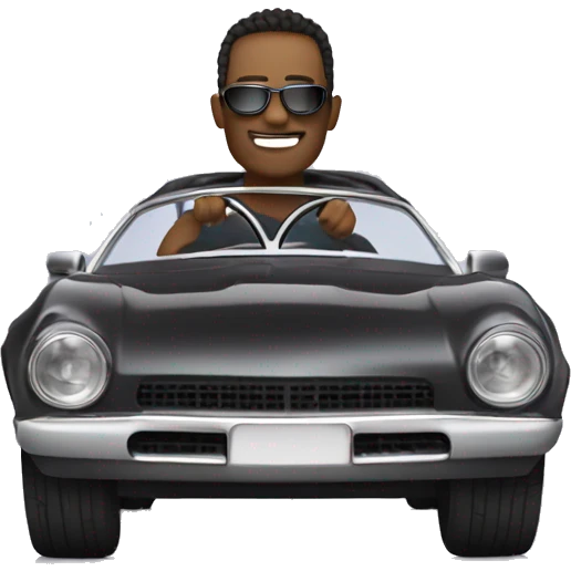 a rock star driving in a fast car emoji