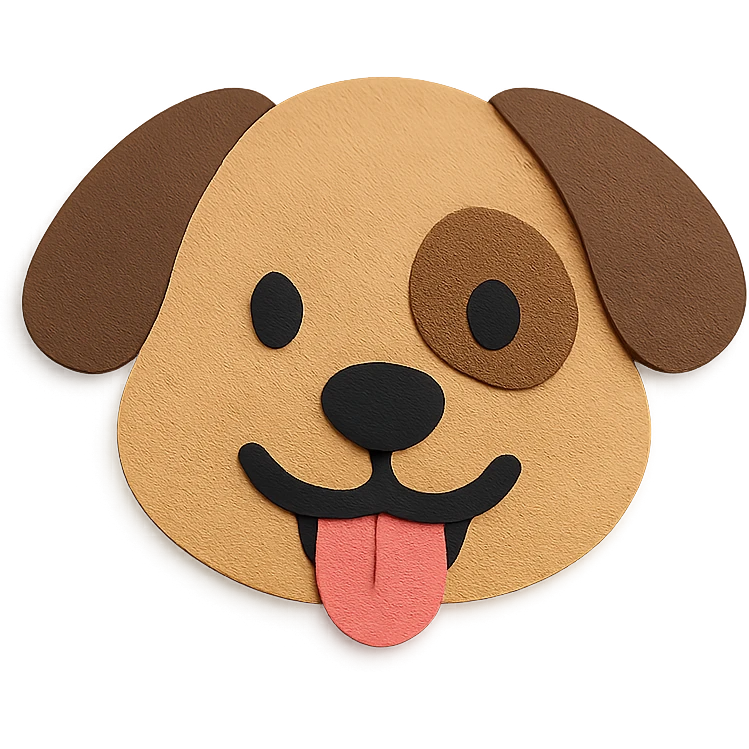 smiling dog, paper craft style emoji