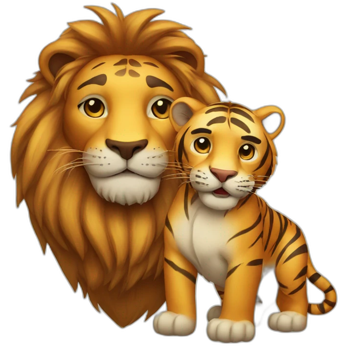 Tiger and lion friends emoji