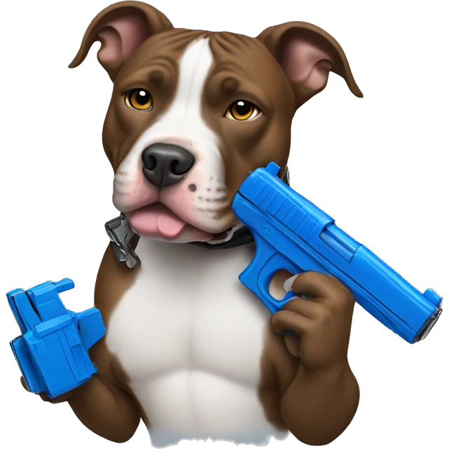 pitbull holding blue gun emoji