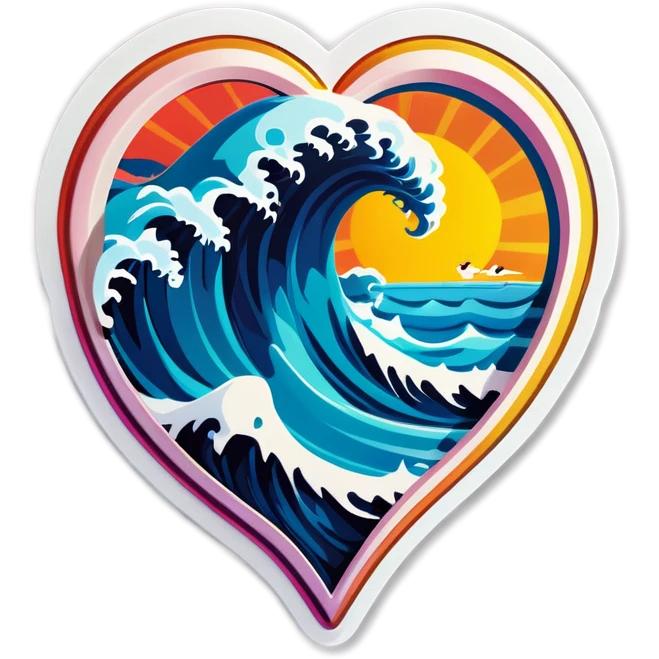 Tropical Sea wave in 3d heart emoji