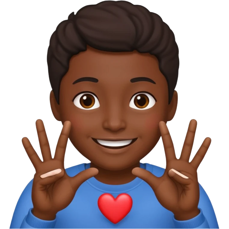 Dark skinned person making a Korean heart with his fingers emoji