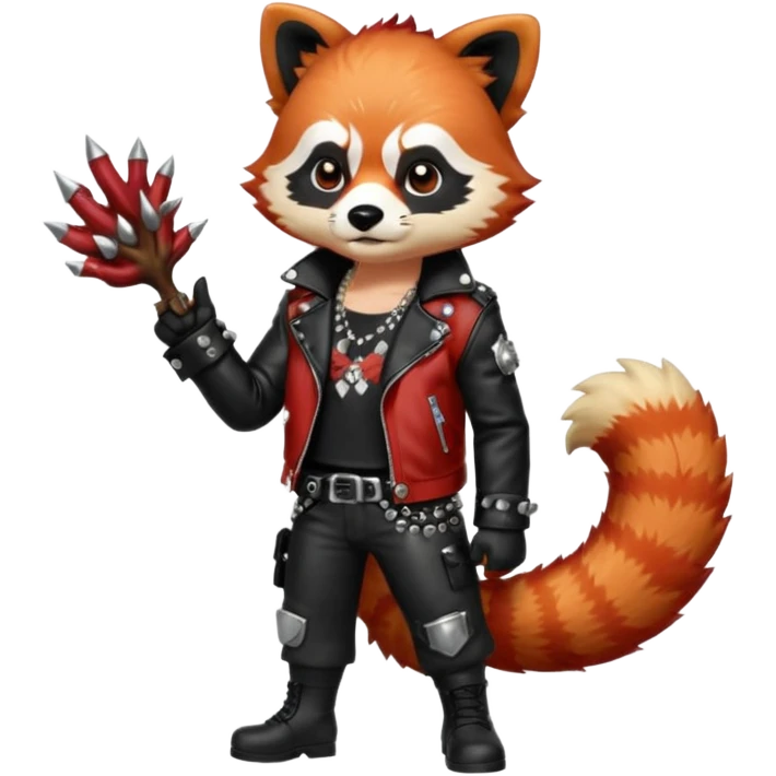 full body punk red panda with red roots and black hair emoji