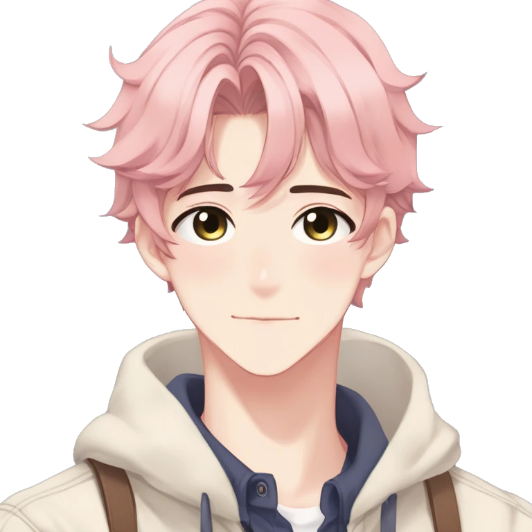 Gorgeous romantic hot attractive anime style modern gentlemanly anime shojo guy with pretty ponytail hair and colorful eyes and blushing face aesthetic trending style  pastelcore cottagecore kawaiicore emoji