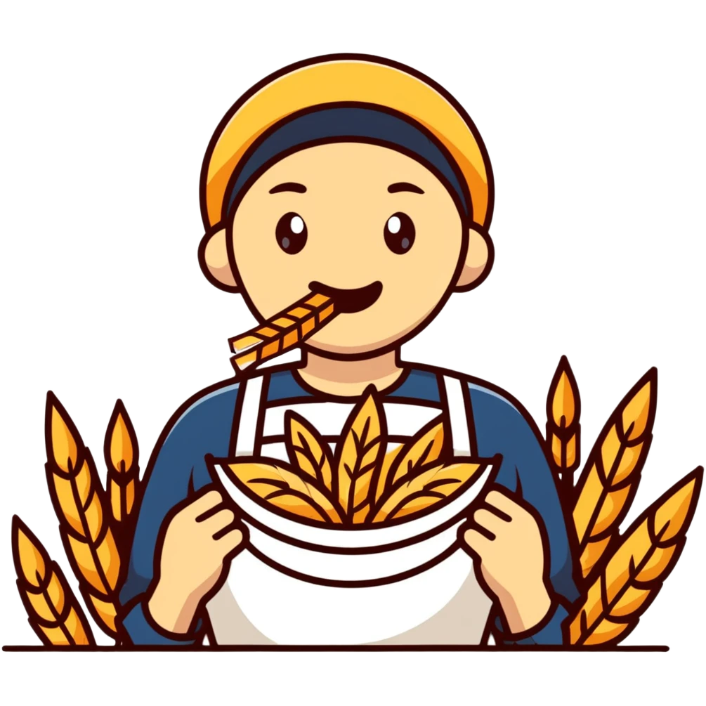 rural person with wheat straw in mouth emoji