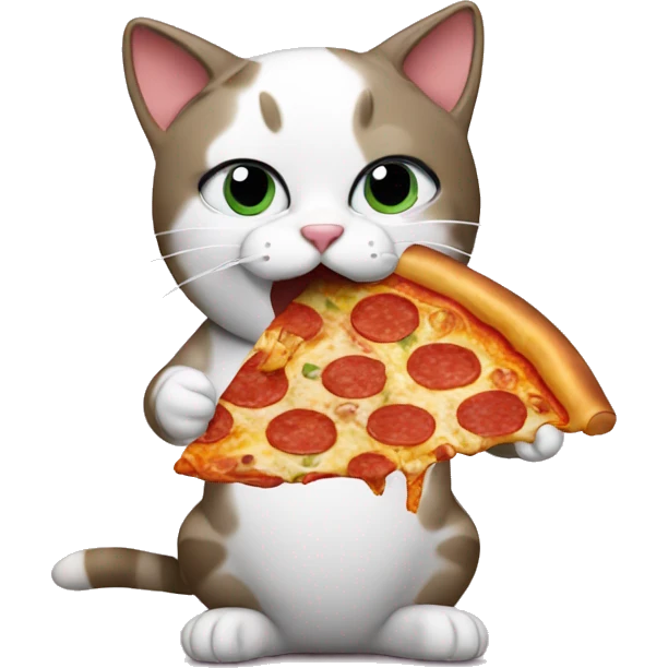 Cat eating pizza emoji