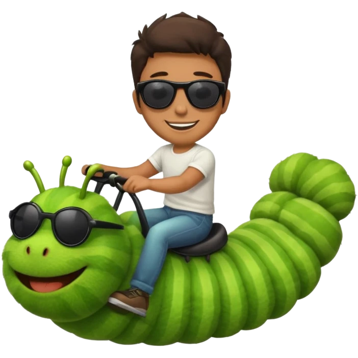 a man riding a caterpillar emoji