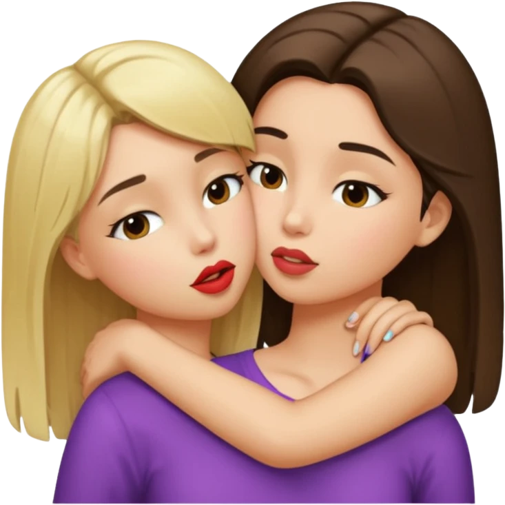 blond girl kissing brunette girls neck emoji