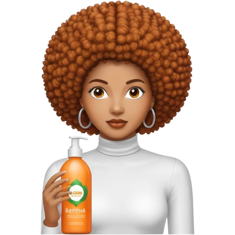Bottle of leave-in Conditioner, with a black woman with afro as the label, name is brandCantu emoji