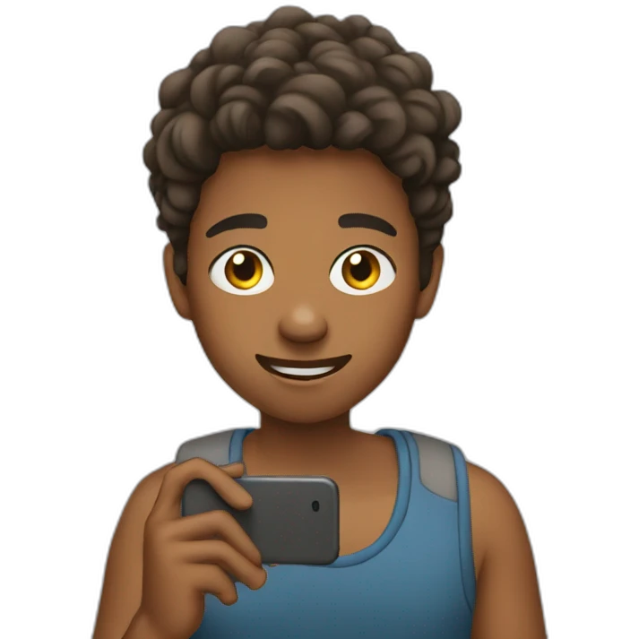 teenager using phone emoji