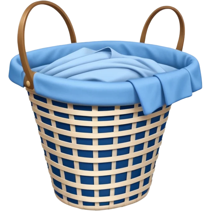 white LAUNDRY BASKET WITH FOLDED blue CLOTHES emoji