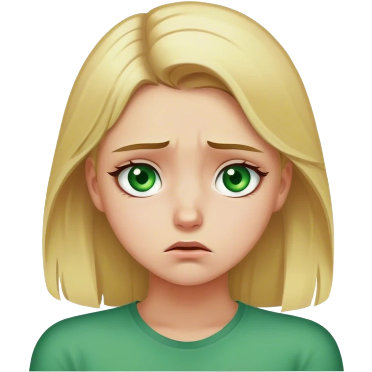 blonde hair girl with green eyes is sad she upset her boyfriend  emoji