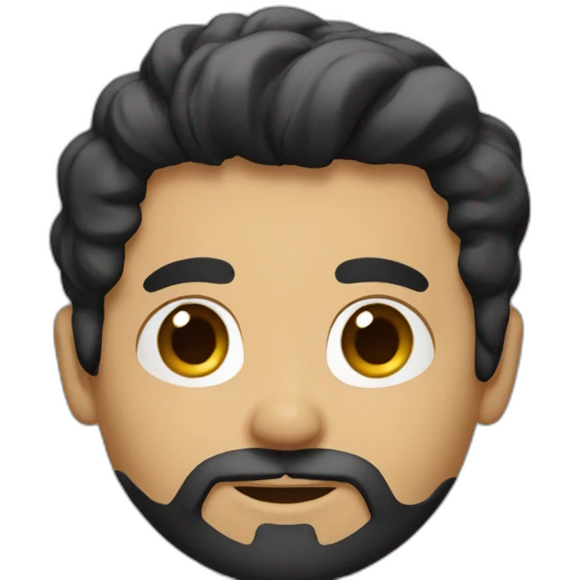 Handsome man with mostly black hair and beard emoji