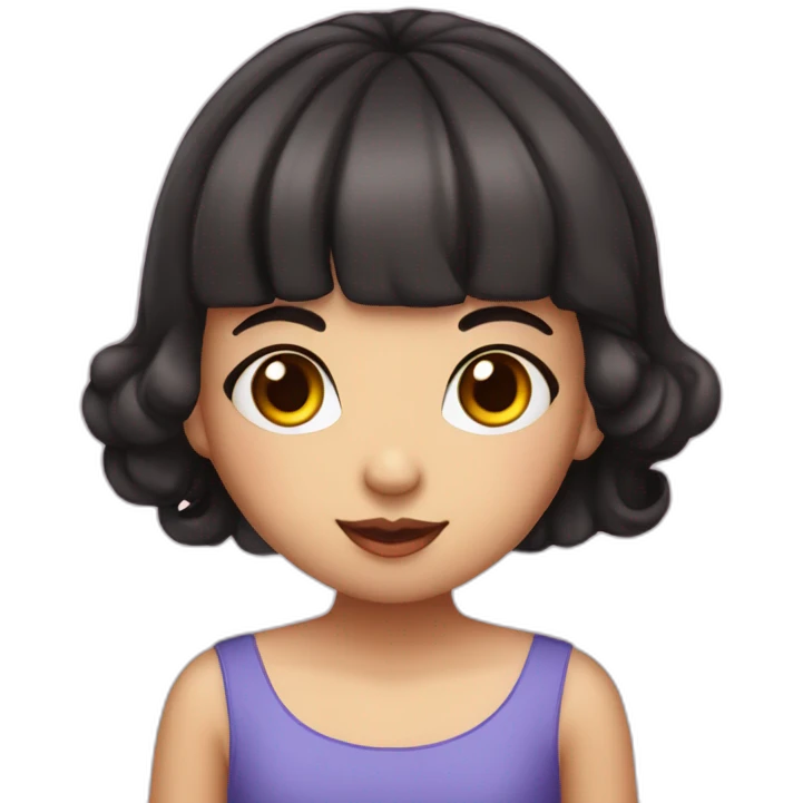 White-skinned girl with dark short wavy hair and bangs in a birthday cap with a cupcake with a candle emoji