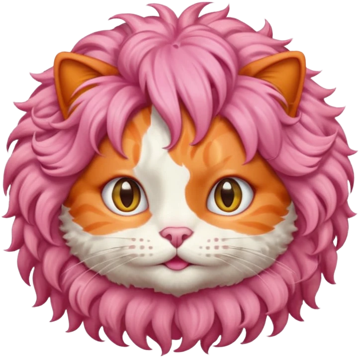 Orange cat wearing pink curly wig  emoji