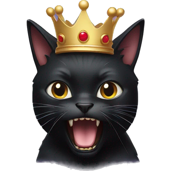 Black cat with crown scream emoji