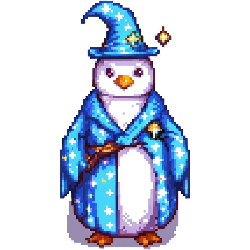 penguin wizard wearing a starry robe emoji