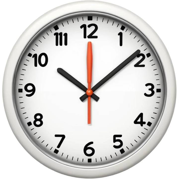 A 3D cartoon clock showing a few minutes before twelve, clean minimal background, Memoji-style. emoji