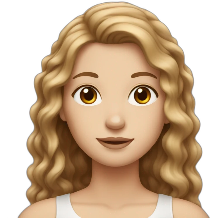 white Girl with brown long wave hair emoji