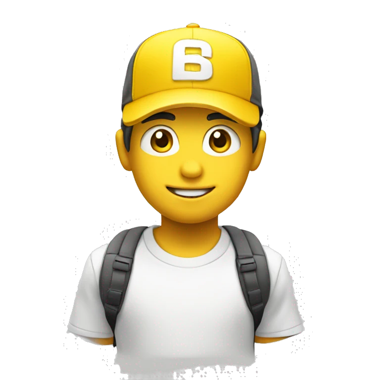 Niño blanco saludando con gorra amarilla emoji