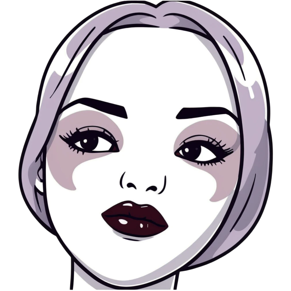 Shiny black lipstick on full lips, fashionable and bold emoji