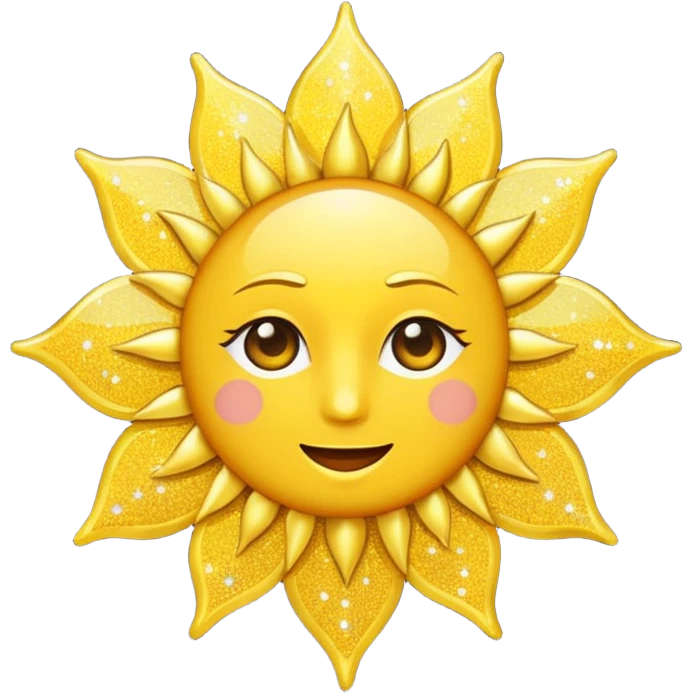 sun in 2d golden glitter in colour emoji