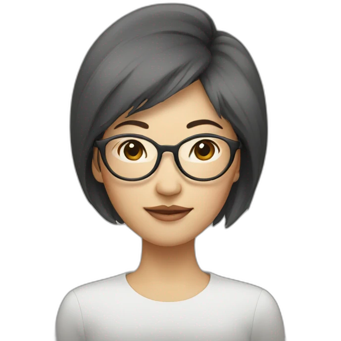 asian woman with round thin glasses emoji