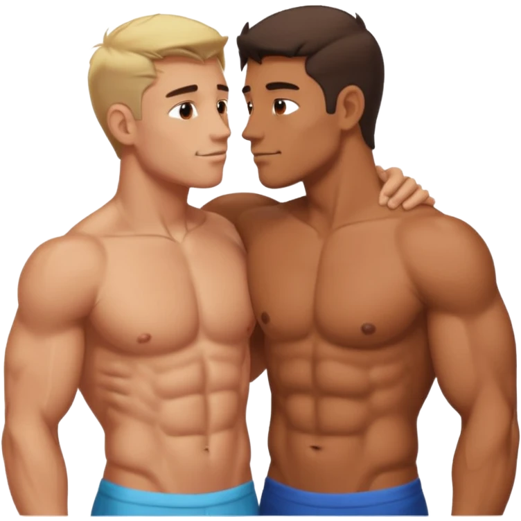 2 shirtless men making out emoji