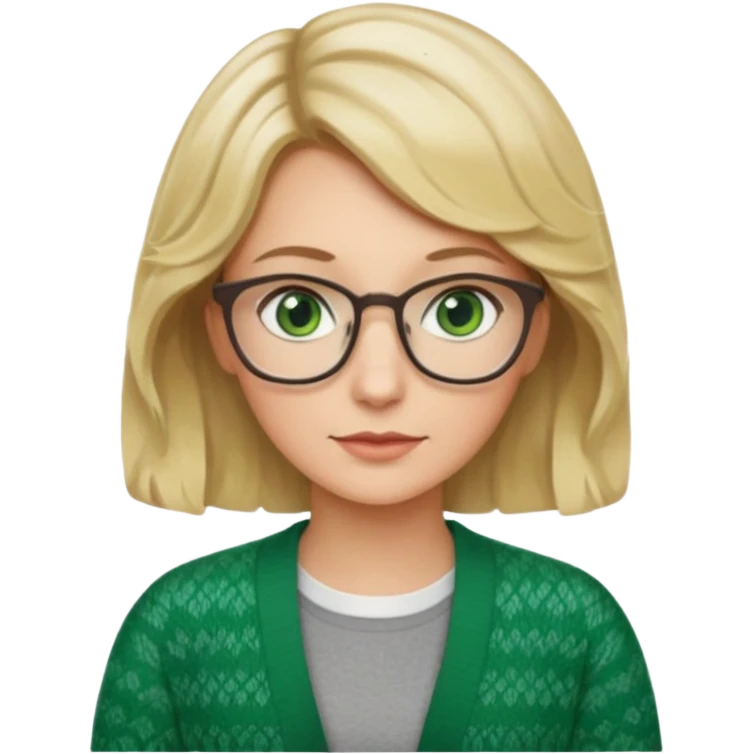 librarian teacher with short wavy blonde hair and green eyes NO GLASSES emoji