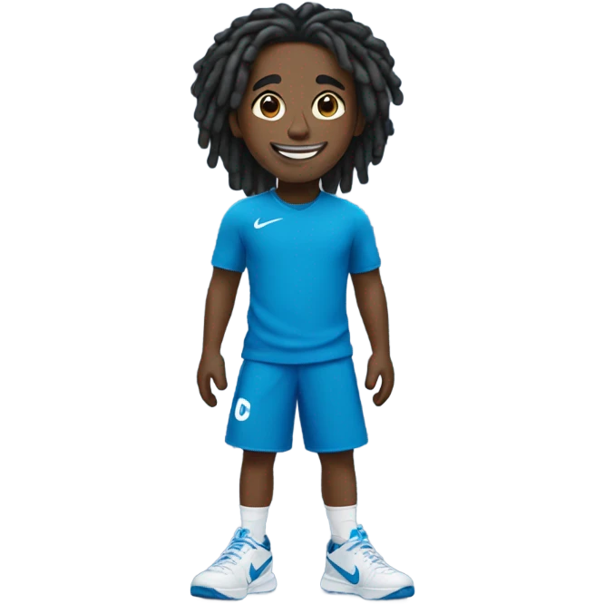 Black boy  dreads smiling in a  blueNike tech emoji
