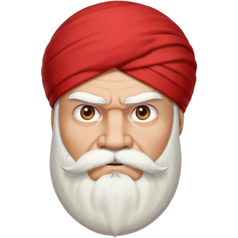a man with a large white beard and moustache. He has a red turban and an angry expression emoji