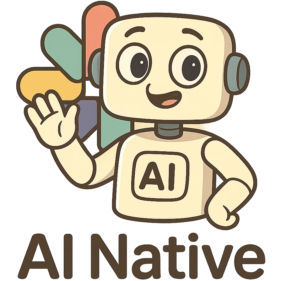 Slack-style icon with the text 'AI Native', modern, clean, rounded shapes, harmonious color palette, suitable for a tech product logo. emoji