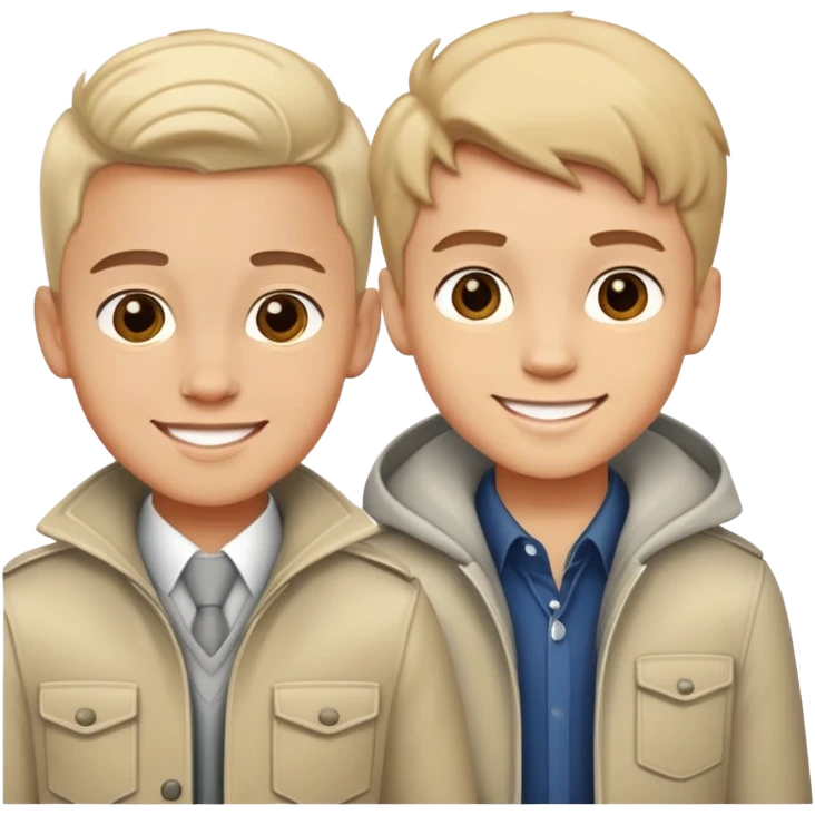 smiling boys in stylish attire emoji