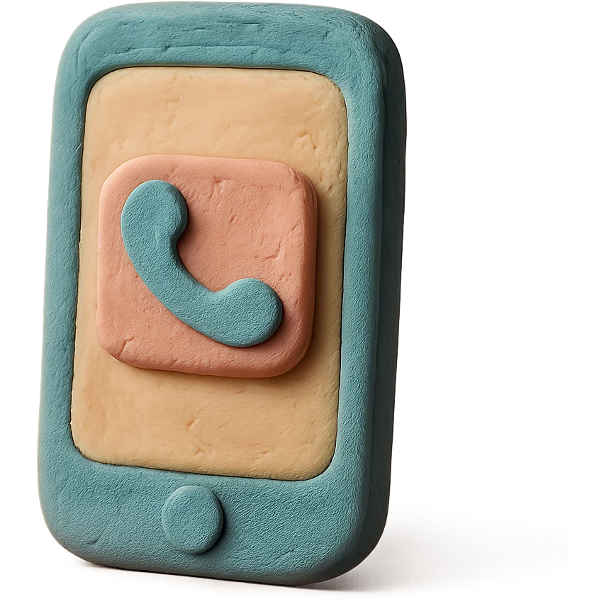 smartphone icon in claymation style, sculpted, pastel, tactile appearance emoji
