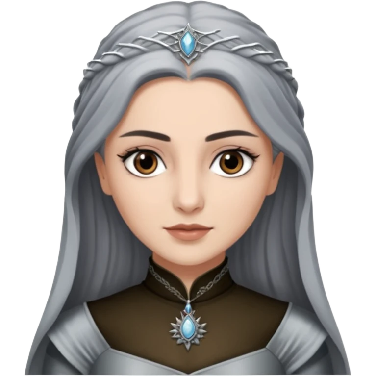 Hande Erçel as a lady from game of thrones from Starfall. Her eyes are gray. emoji
