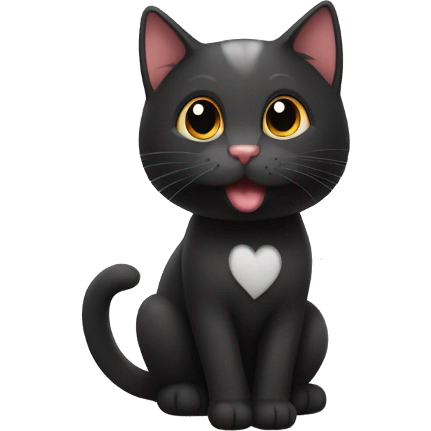 Gato negro corazón  emoji