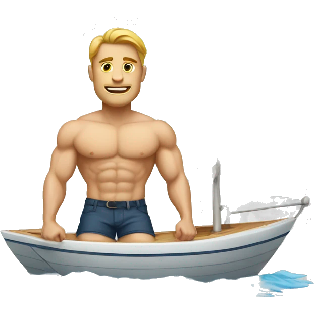 white man muscular in sailboat  emoji