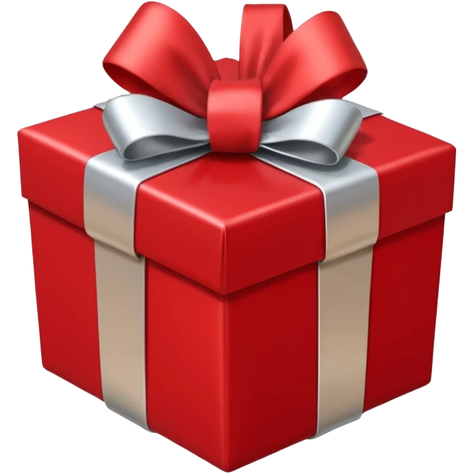 red gift box wrapped with silver ribbon emoji