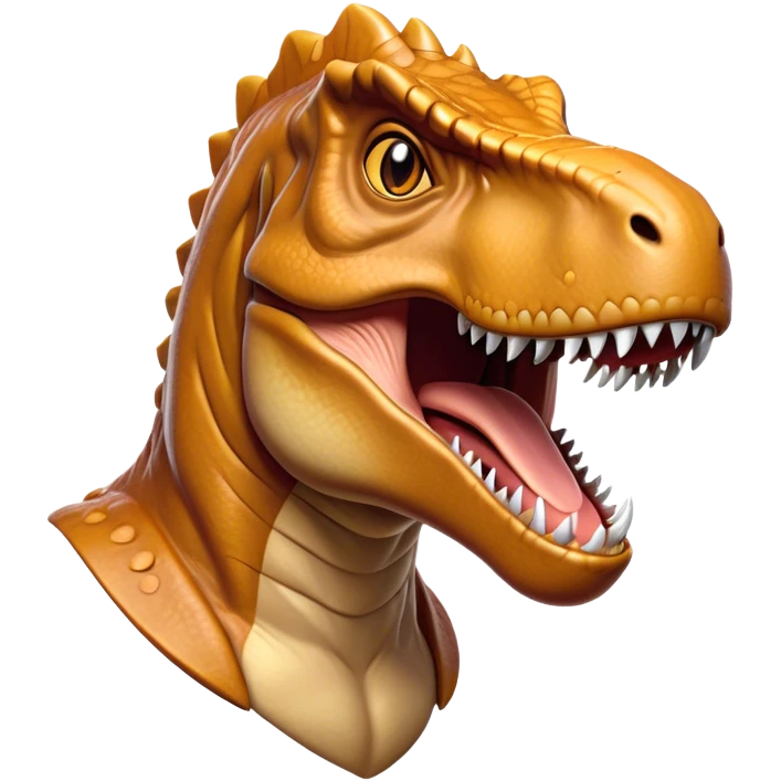 Cinematic Noble T-rex Portrait Emoji, Poised and commanding, with a massive, powerful head, a robust, muscular body, tiny, determined arms, and a fearsome yet noble gaze, Simplified yet sharply defined features, highly detailed, glowing with a cool, primal radiance, high shine, intelligent and formidable, stylized with an air of ancient predatory authority, focused and vigilant, soft glowing outline, capturing the essence of a watchful and confident T-rex that appears ready to roar out of the screen with effortless might! emoji