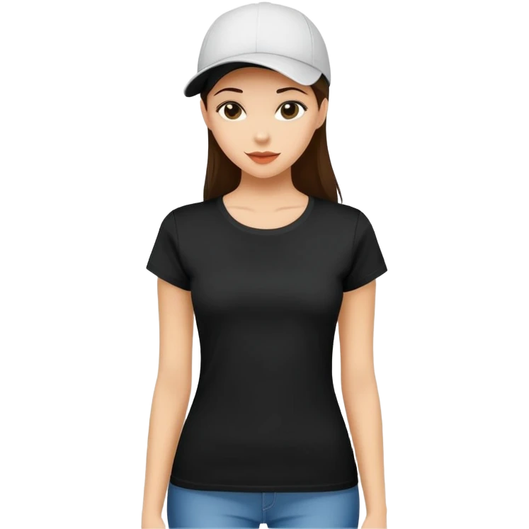 black women's t-shirt with round neck and short cap sleeves, fitted feminine cut, only the garment, isolated on white background, no model emoji