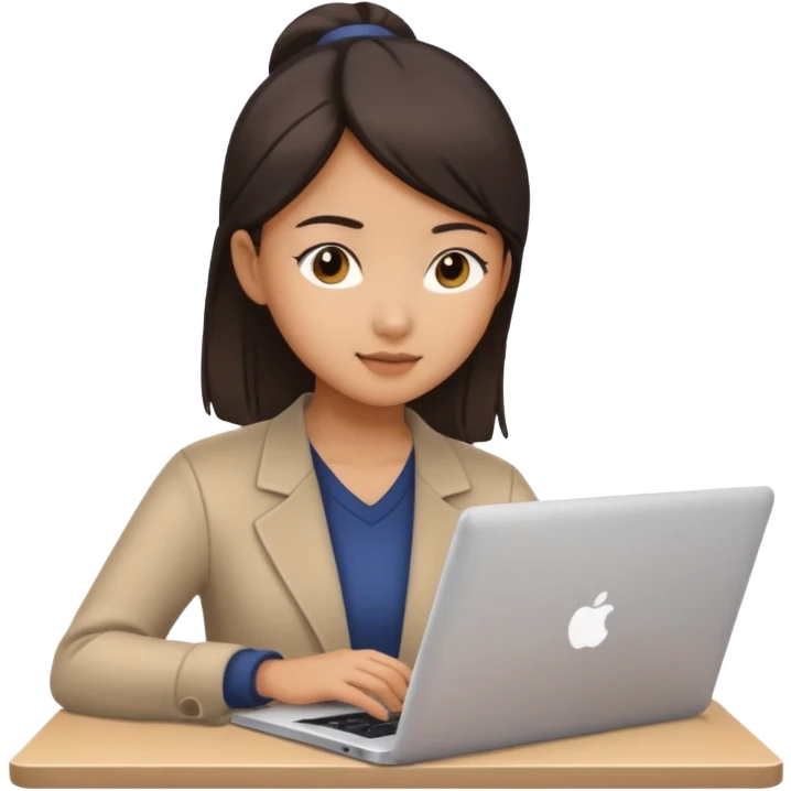 working asian girl, with a laptop emoji