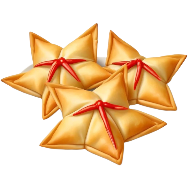Crab Rangoons with a dipping sauce emoji