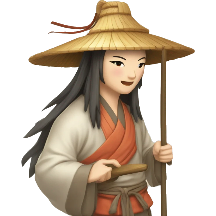 Lu Ban is a legendary figure in Chinese mythology, depicted as a clever craftsman often wearing wide robes, a broad-brimmed hat, and carrying woodworking tools. 🛠️🎩👕 emoji
