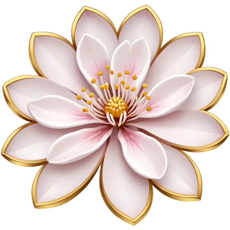white sakura with a gold outline emoji